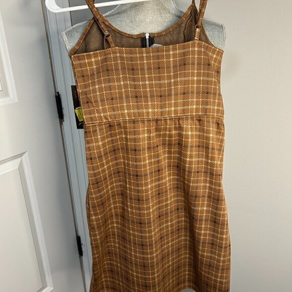 Women's Brown and Beige Plaid Dress Size XS (1) NWT - Picture 3 of 3